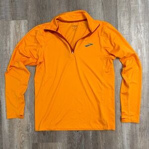Brooks Run Happy Men's Vibrant Orange Quarter Zip Pullover-size Small *NEW*